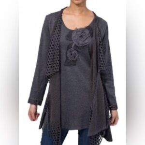 Pretty Angel 1X Tunic Top Mixed Media Asymmetric Hem Boho Fairy Whimsy *FLAW*
